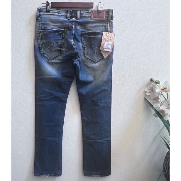 NWT Squash Denim Delgado Low Rise Slim Fit Men's Blue Jeans 32 Made India $1300 - Picture 2 of 11